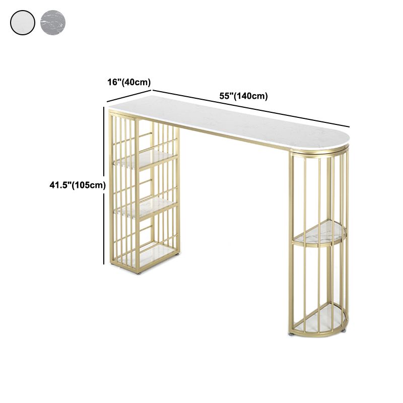Glam Specialty Bar Dining Table Stone Bistro Bar Table with Shelves
