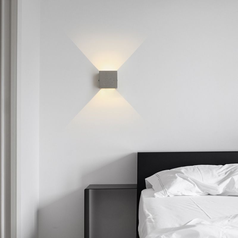 Industrial Cement Wall Light Cube Single Light Wall Sconce in Grey for Bedroom