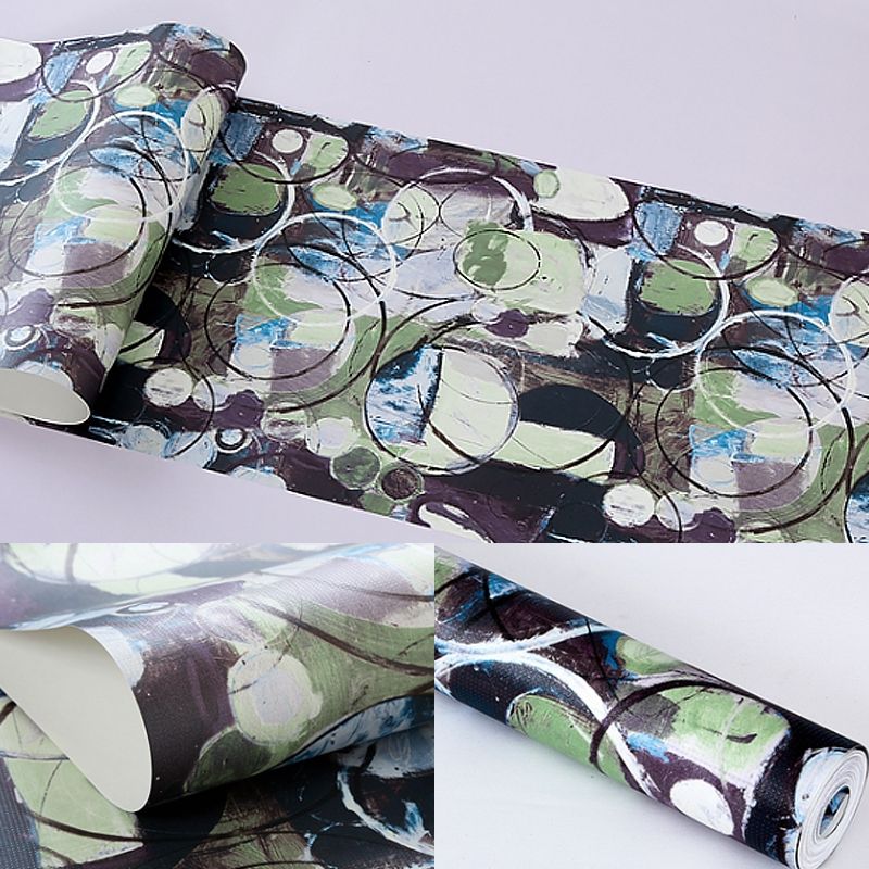 Modern Art Bubbles Wallpaper Roll Dark-Color Abstract Painting Wall Covering for Living Room