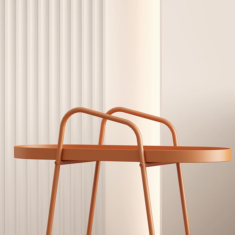 Mid-Century Metal End Side Table Oval 2-Tier Corner Table with Storage