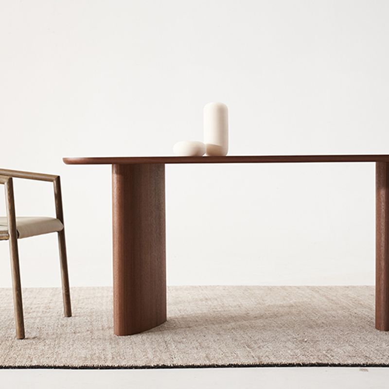 Rectangle Dining Table Solid Wood Dining Table with Double Pedestal