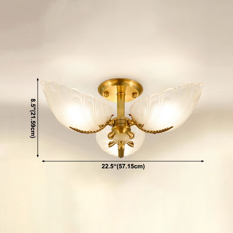 Lampada da soffitto in vetro con montaggio a semi-incasso Lampada da soffitto in ottone stile moderno