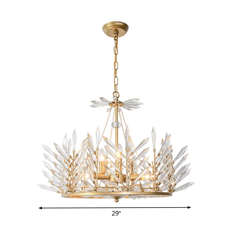 Circulaire Crystal Chandelier Pendant Light Rustique 6/8 Lumières Lampe de suspension de chambre en or