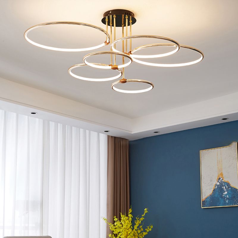 Lustres circulaires multiples modernes Restaurant du lustre en or suspendu