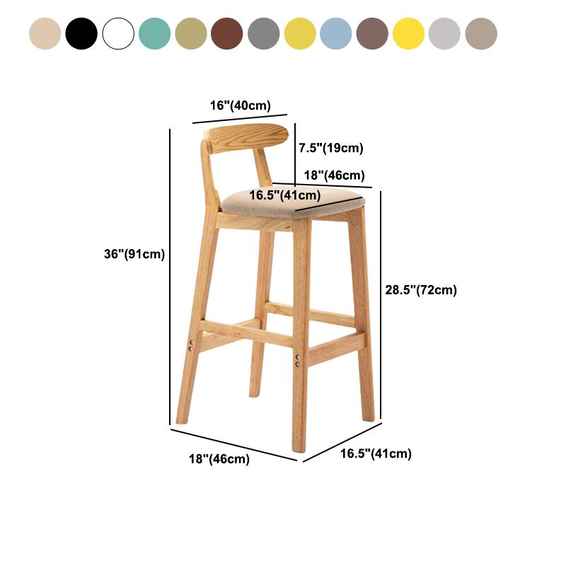 Solid Wood Armless Bar Chair Modern Low Back Bar Stool with Wooden Legs