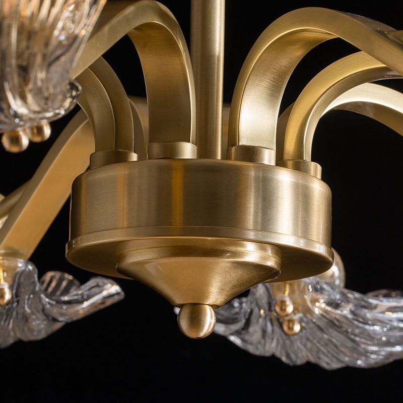 Contemporary Shell-Shaped Flush Light Fixture Glass Flush Mount Ceiling Light in Gold
