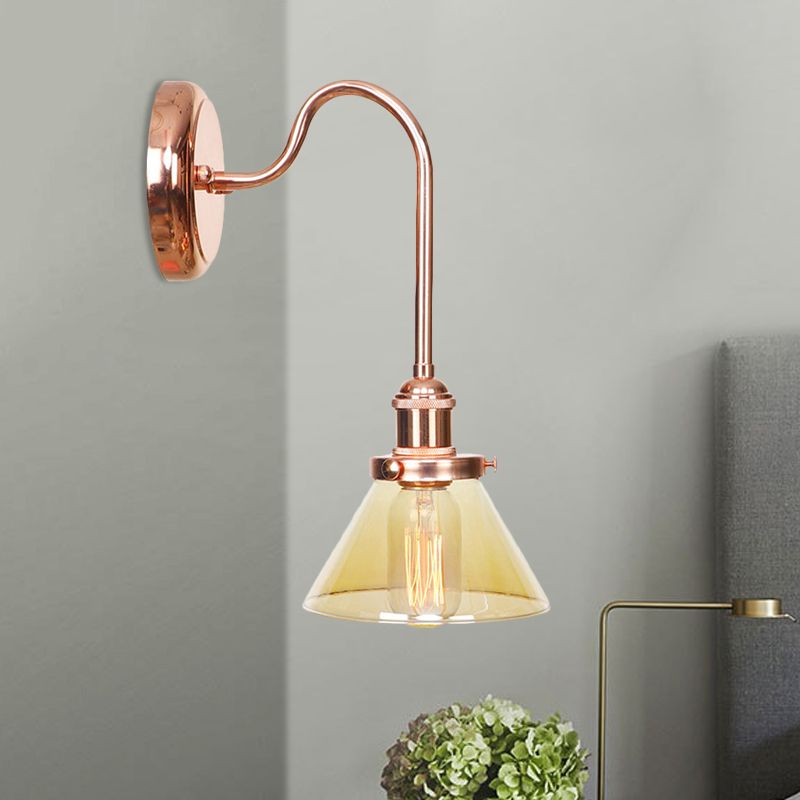 1 Côté Cone Light Light Light Vintage Clear / Amber Glass Wall Éclairage d'éclairage pour le salon