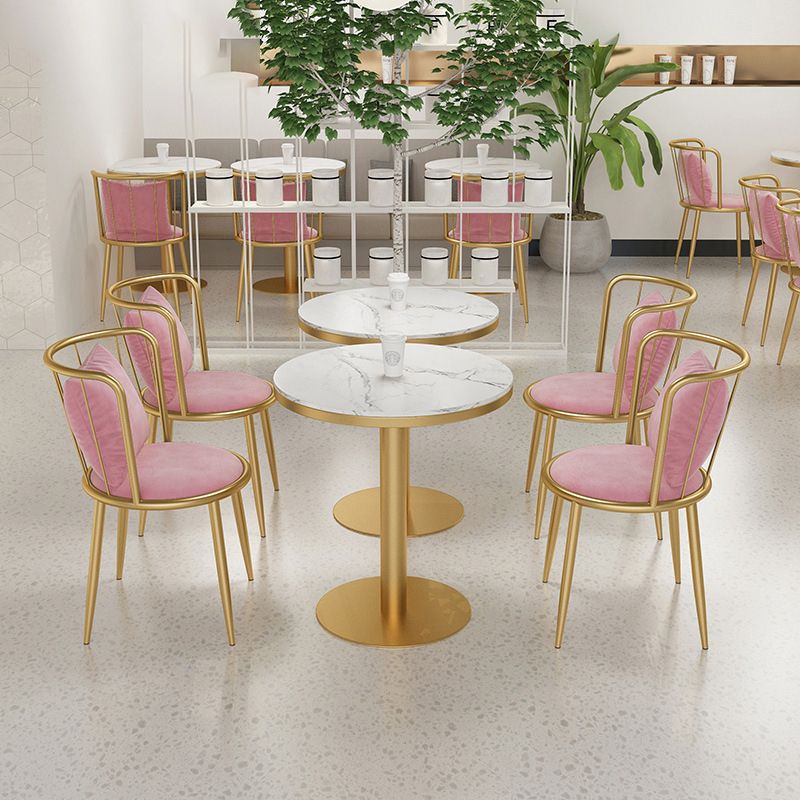 1/3 Pcs Metal Glam Dining Room Set with Round Table and Pedestal Base Dining Set