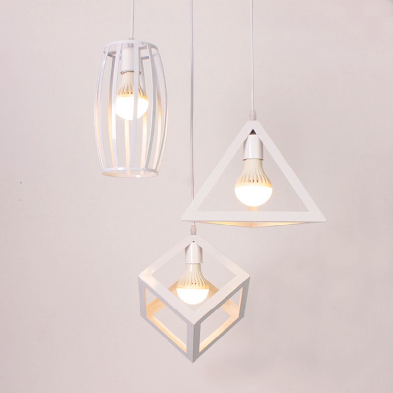 Industrial Style Hanging Lamp Geometry Iron 3 Light Island Light Fixture for Dining Table