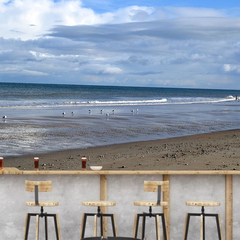 Minimalism Style Sandy Beach Mural Wallpaper for Living Room, Stain Resistant