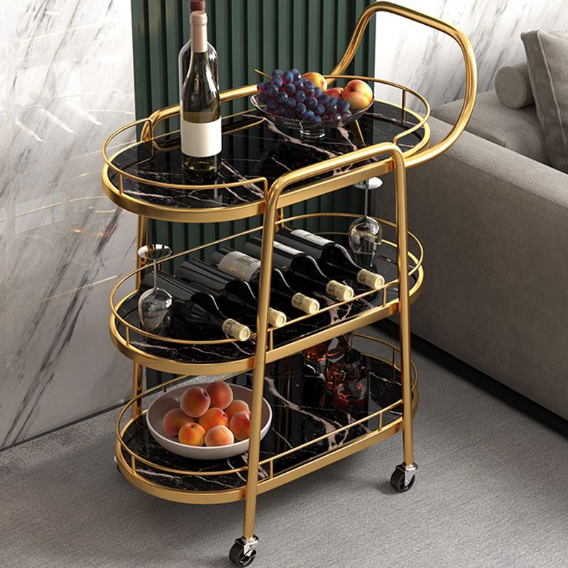 32.28" High Rolling Modern Style Prep Table Stone Prep Table for Dining Room