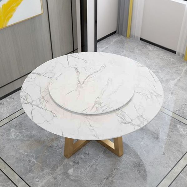 Iron and Slate Table Glam Style Simple Home Round Dining Table