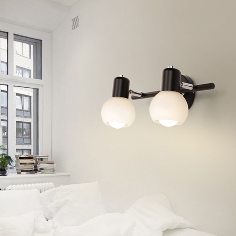 White Glass Bubble Wall Mounted Vanity Lights Modern Style Wall Sconce Lighting