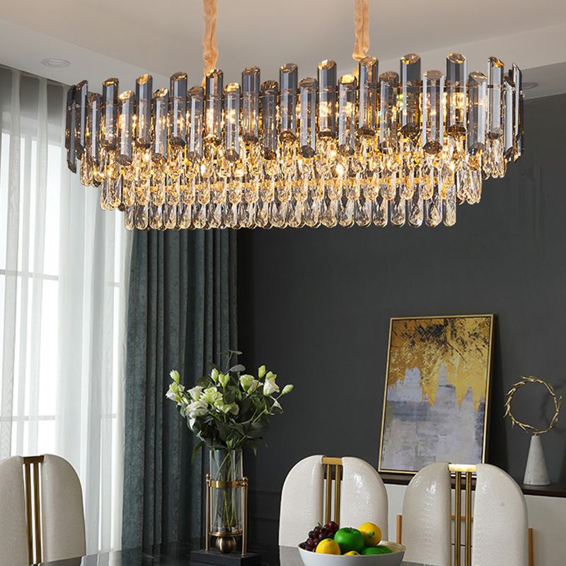 Modern Kitchen Pendant Lights Geometric Island Lighting Fixtures with Crystal Shade