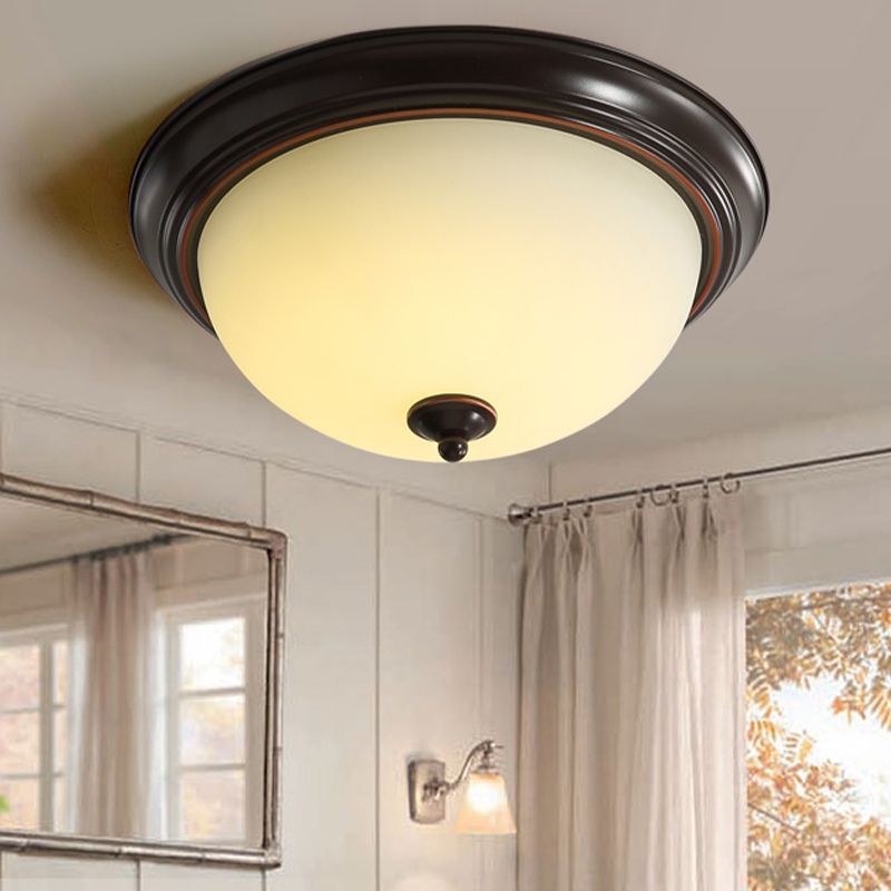 Classic LED Flush Mounted Lamp White Glass Ceiling Light for Bedroom