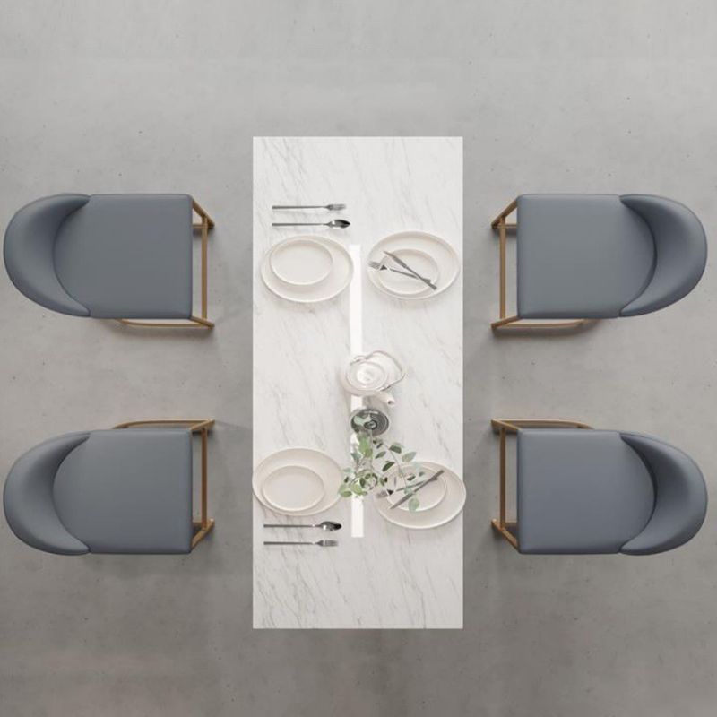 Rectangle Metal Base Bar Table Glam Sintered Stone Top Bistro Bar Table