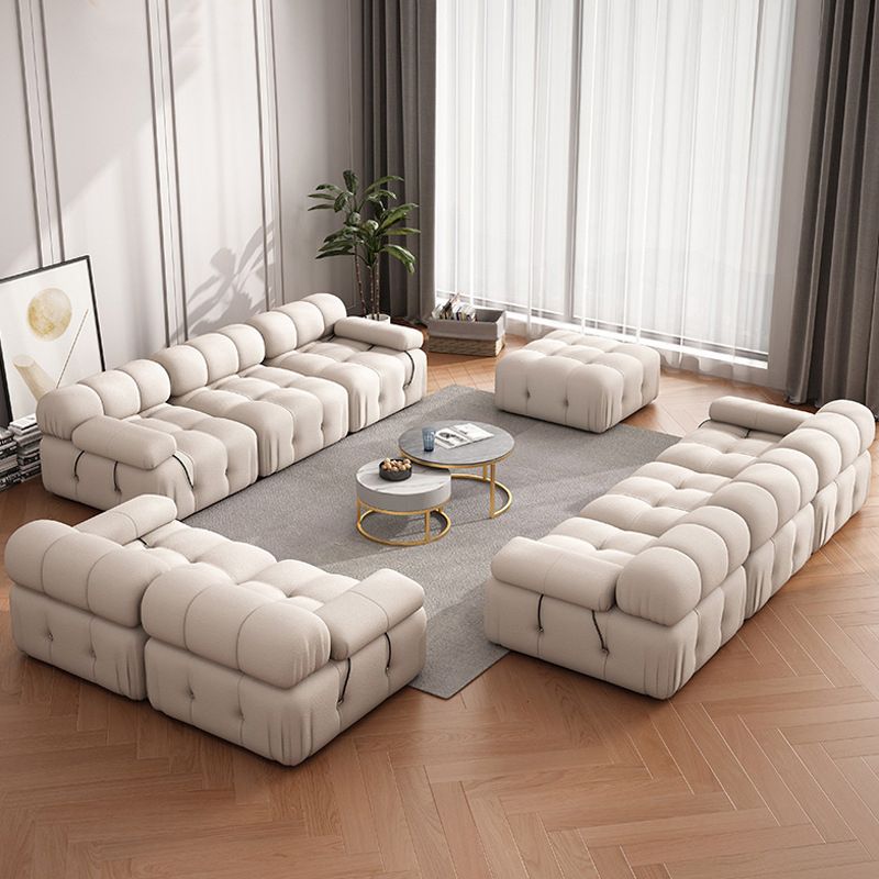 35" Wide Scandinavian Sectional Sofa White Fabric Sleeper Sectional