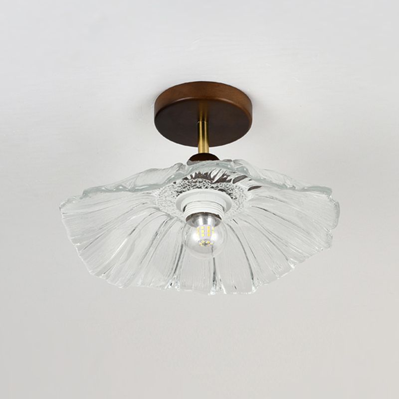 Japanese Style Ceiling Lamp Circle Shape Ceiling Light with Glass Shade for Living Room