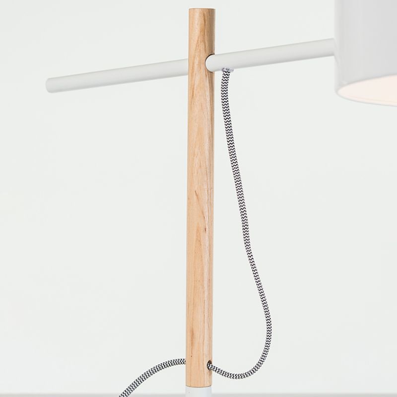 Drum Shade Desk Lamp Contemporary Style Steel 1 Light Red/White Reading Book Light for Study Room