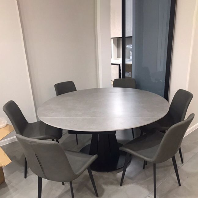 Modern Style Sintered Stone Dining Room Table Round Home Table with Metal Base