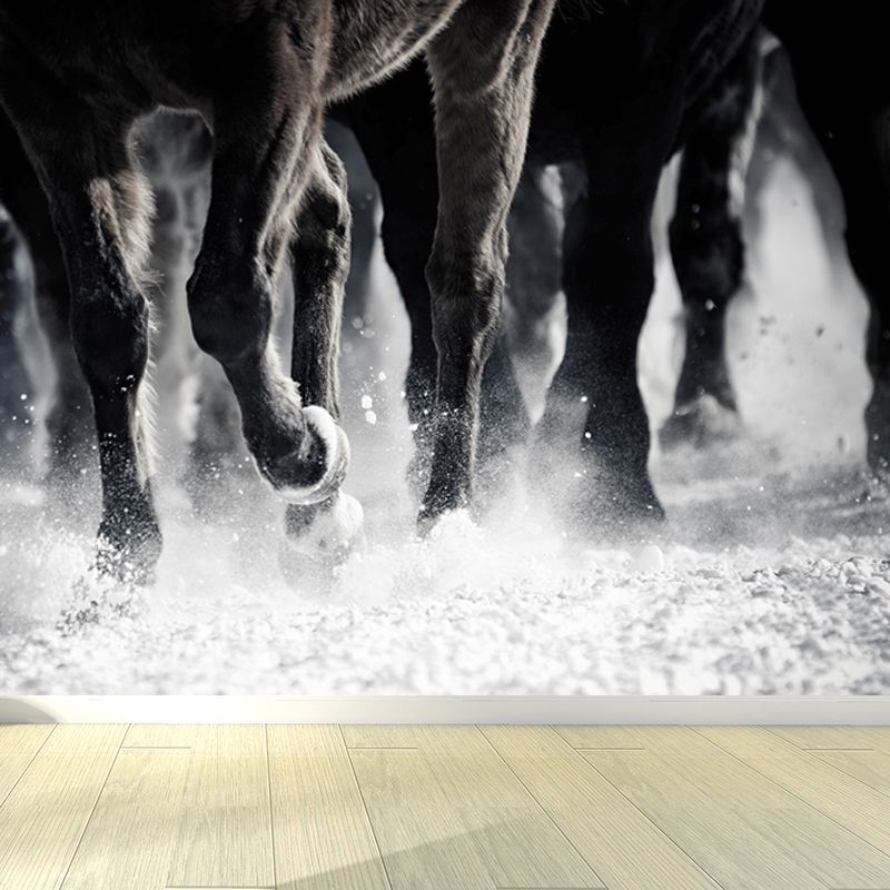 Modern Horse Mural Wallpaper Pastel Color Dining Room Wall Decor, Custom Printed