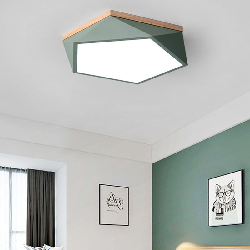 Modern Fashionable LED Ceiling Light Iron Geometric Macaron Flush Mount with Acrylic Shade
