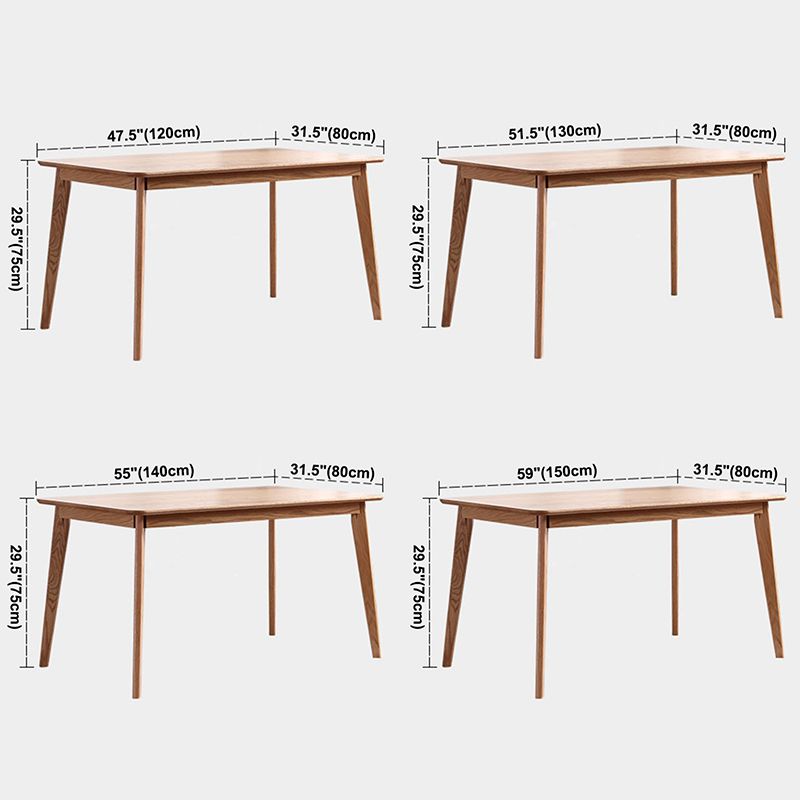 Table à manger rectangulaire contemporain table en bois massif en chêne avec 4 jambes pour le dîner de cuisine à la maison