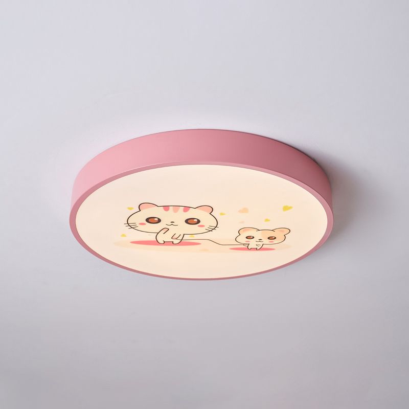 Plafonnier de forme ronde moderne macaron fer 1 lumière encastré pour étude