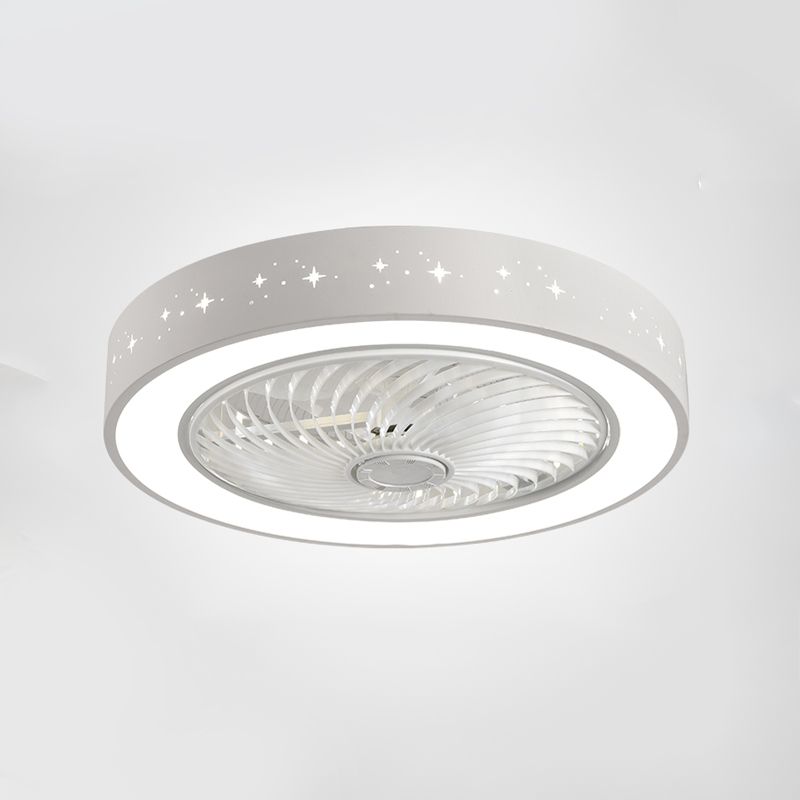 Weiße kreisförmige Lüfterleuchte Nordic LED Metal Semi Flush Deckenleuchte