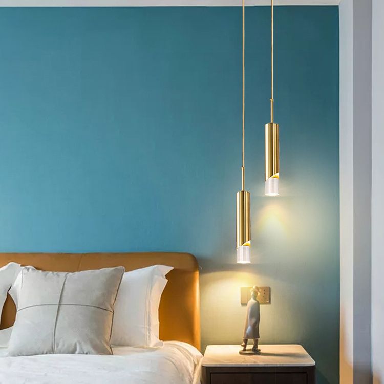 Acryl cilindrisch LED hanglamp in moderne creatieve stijl smeedijzeren hangende lamp voor slaapkamer