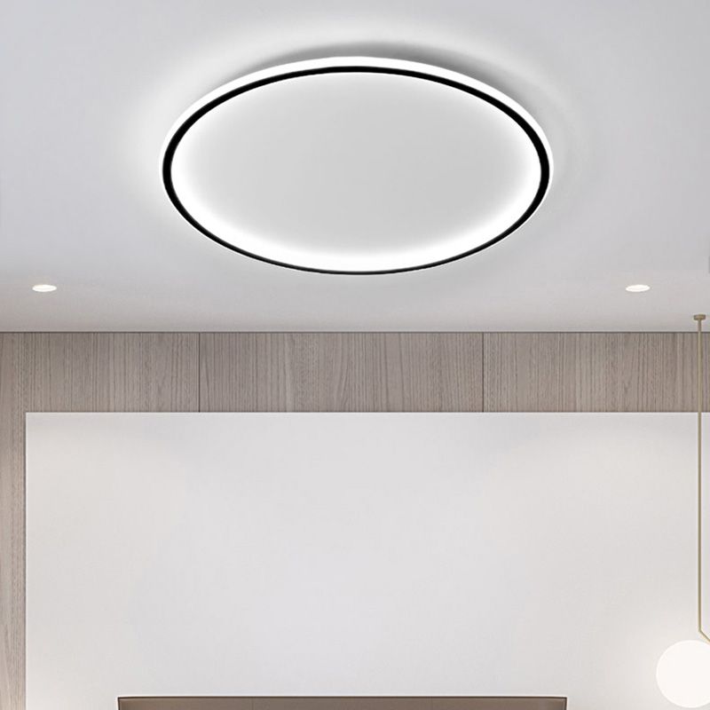 Runde Unterputz-Beleuchtung, minimalistische LED-Deckenleuchte aus Aluminium in Schwarz und Weiß