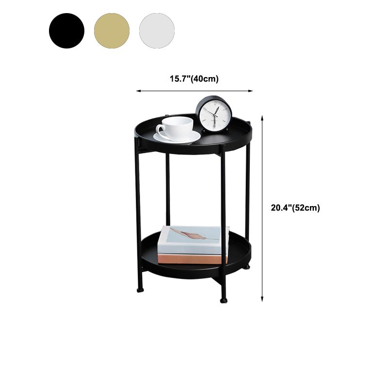 Round Mid-Century Side End Table Iron 4 Legs Tray Top End Table