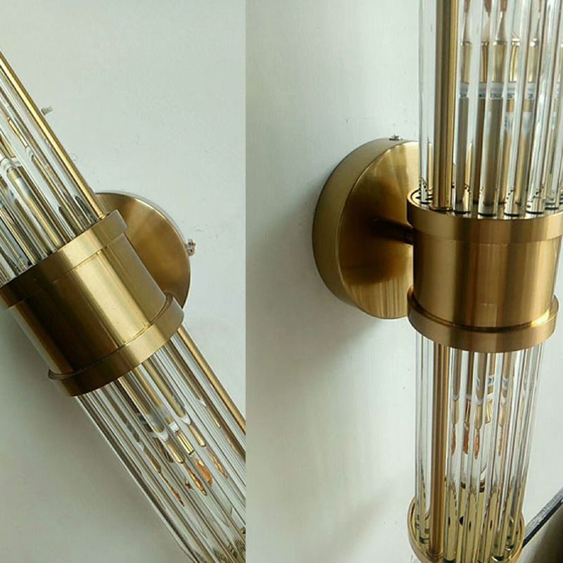 Multi-Light Cylinder Wall Light Sconce Modern Style Crystal Wall Lighting