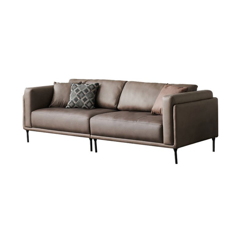 Modern Square Arms Sofa Wooden Pillows Back Settee for Living Room