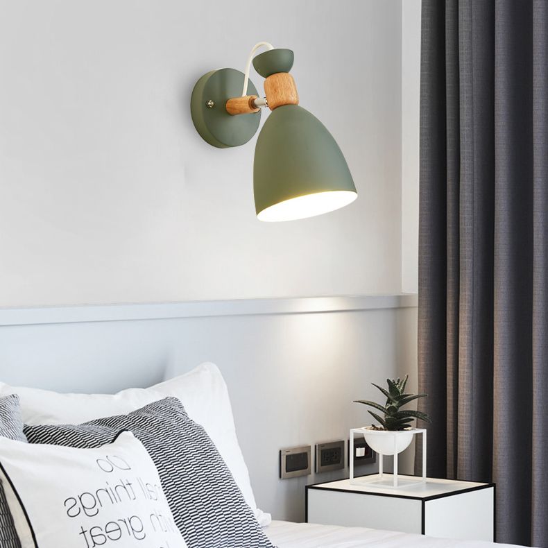 Geometric Shade Wall Lighting Modern Nordic Style Metal 1 Light Sconce Light in Green and White