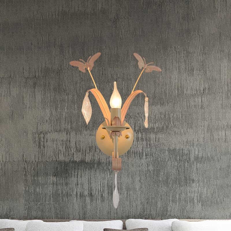 1 Glühbirne konische Wandlampe modernistische Metall- und Kristallleuchten mit/ohne Schatten im weißen Finish