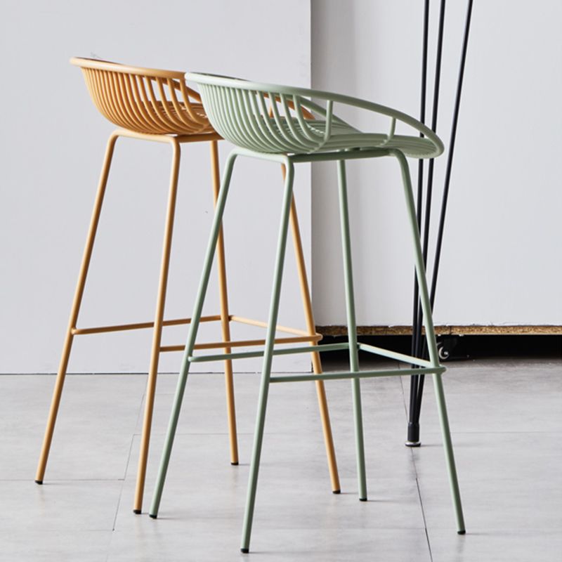 Industrial Metal Stool Metal Low Back Counter Stool in Matte Finish for Indoor