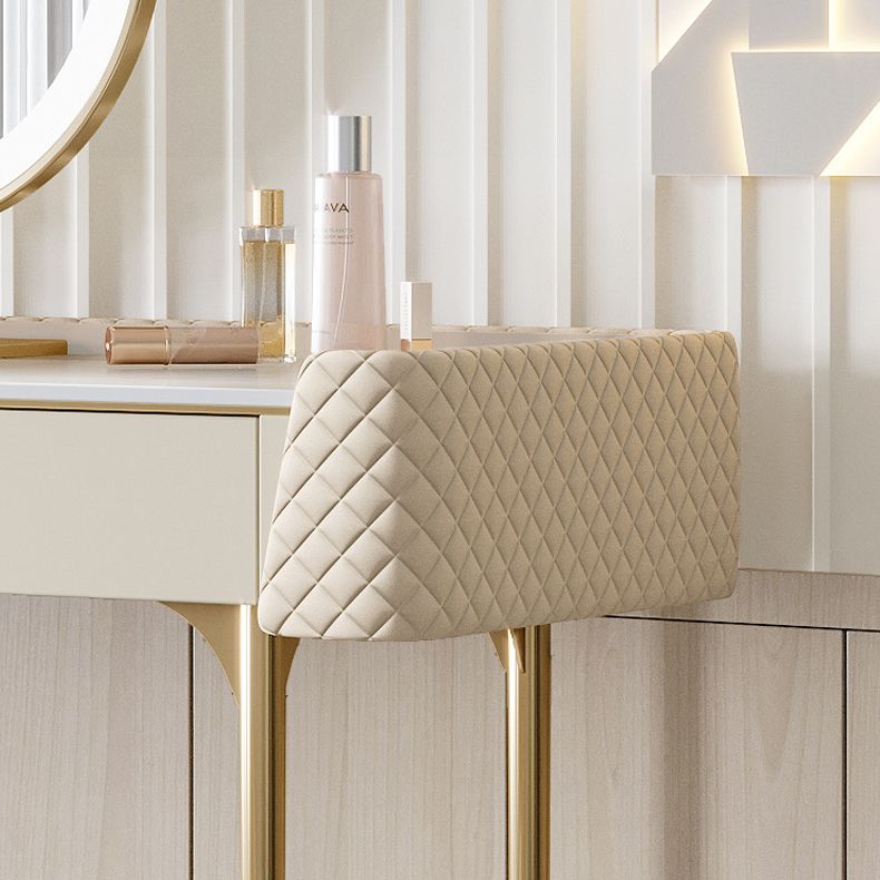 White Vanity Desk with 2 Storage Drawers 17.71" Wide Wood Vanity Set, Glam Style