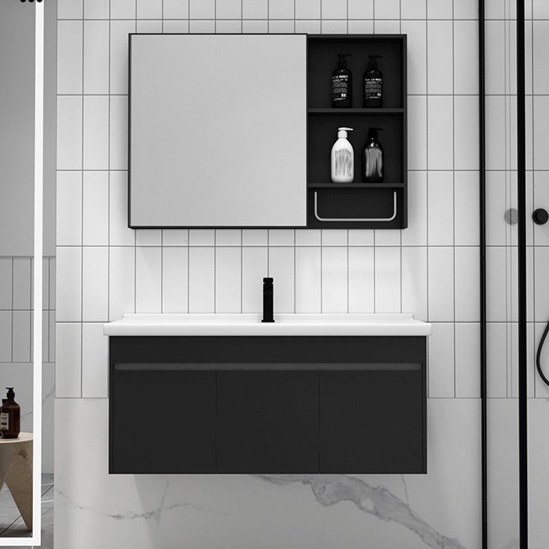 Contemporary Black Bath Vanity Metal Open Console with Sink Set