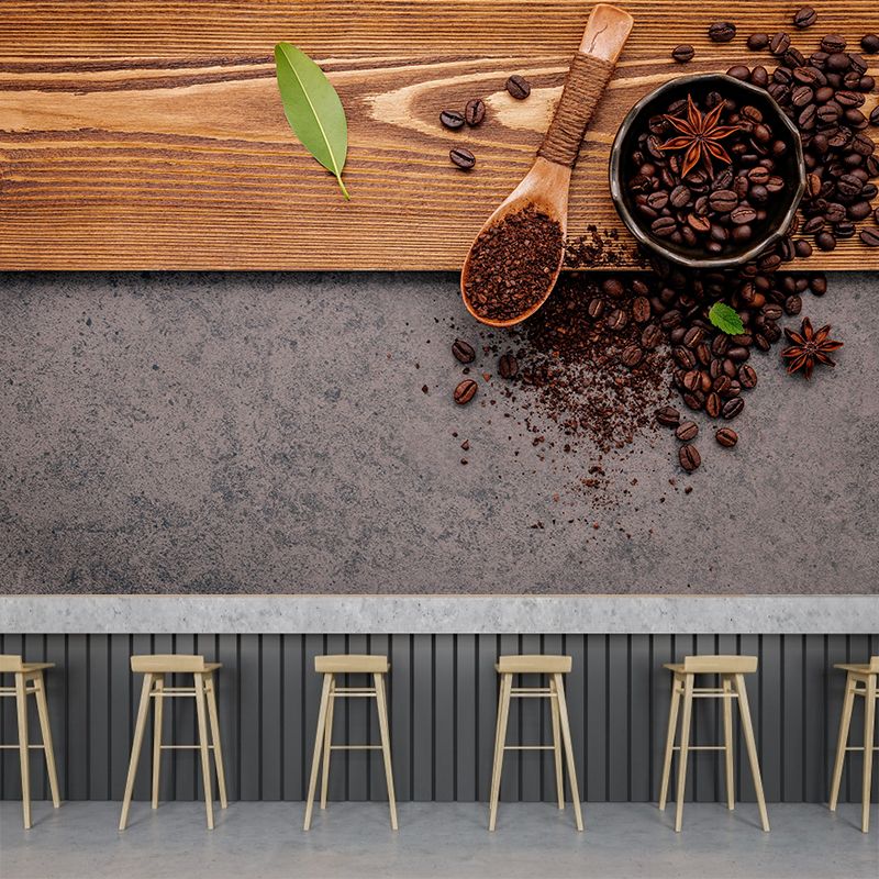 Customized Coffee Beans Mural Eco-friendly Wallpaper for Shop Interior Decoration
