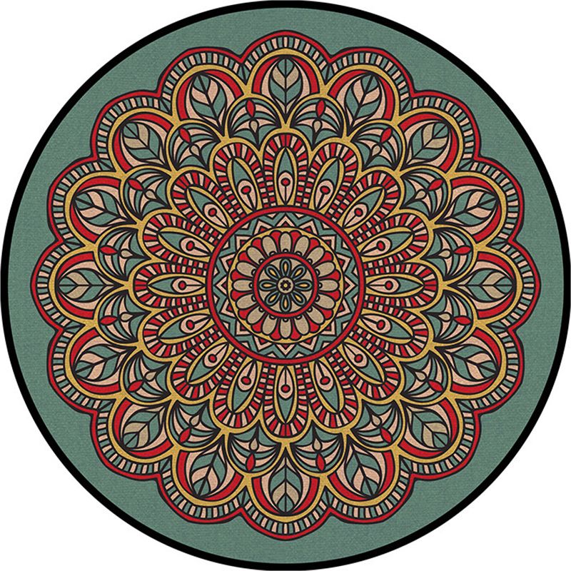 Multi Color Moroccan Rug Synthetics Blossom Patterned Carpet Anti-Slip Backing Stain Resistant Machine Washable Rug for Dining Room