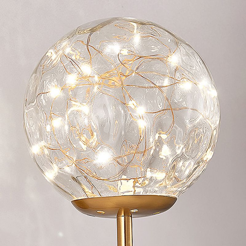 Glass Globe LED Wall Lamp in Modern Luxury Style Wrought Iron Hanging Wall Light for Bedroom
