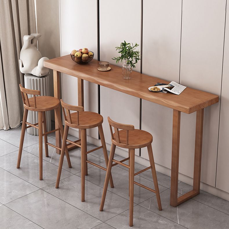 Brown Counter Height Stools Solid Wood Counter Bar Stool for Restaurant