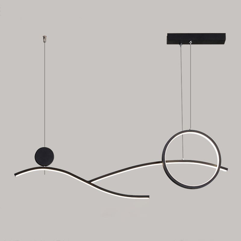 Style linéaire de style contemporain luminaires en métal 3 luminaires d'éclairage pendentif léger