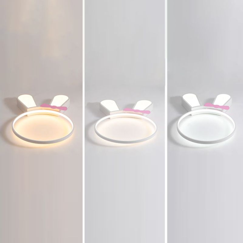 Metal Rabbit Ceiling Light Fixture Kids Style LED Flush Mount Ceiling Light