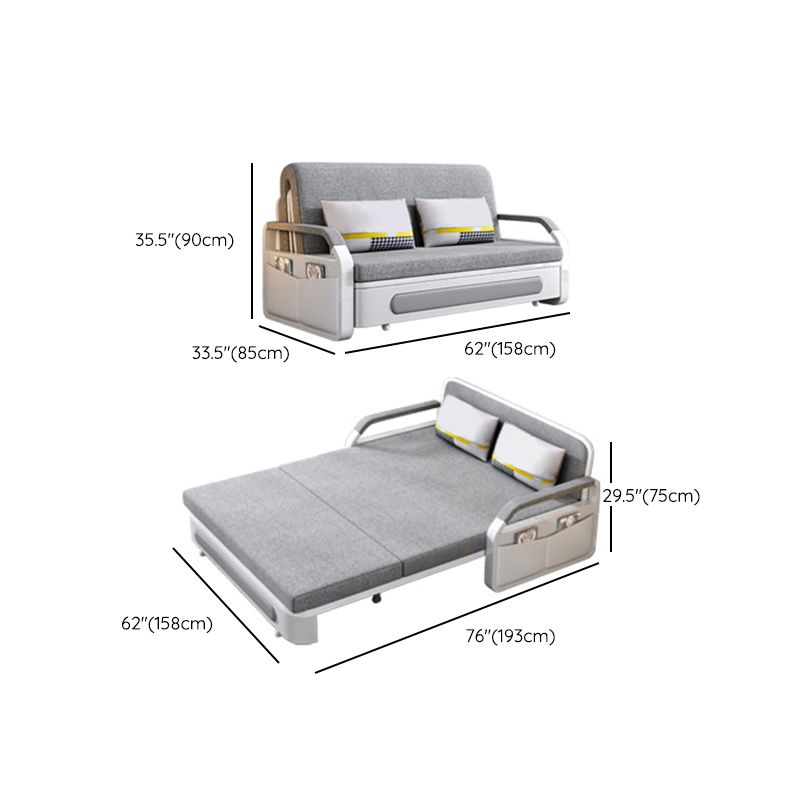 33.46" Wide Sleeper Sofa Light Gray Linen Sofa Bed with Storage