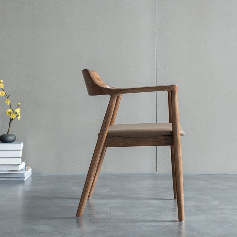 Arm Chair Traditional Style Dining Open Back Chair with Wooden Legs