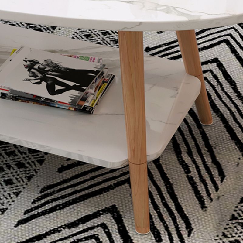 16.5"Tall 4 Legs Natural/ White Rectangular Wooden Table Top Coffee Table