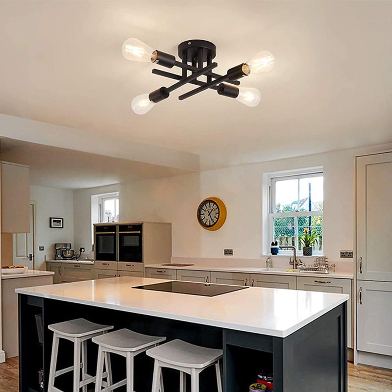 Sputnik Design slaapkamer semi-inbouw vintage metalen multi-licht plafondinbouw in zwart