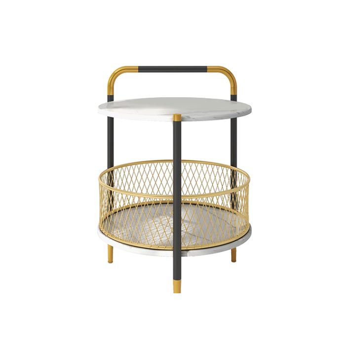 Glam Accent Table Nightstand Antique Finish Night Table with 2 Shelves